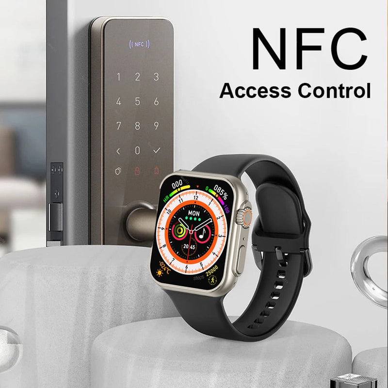 Novo relógio inteligente ultra series 8 nfc 49mm smartwatch masculino e feminino ,bluetooth, prova d água e carregamento sem fio.